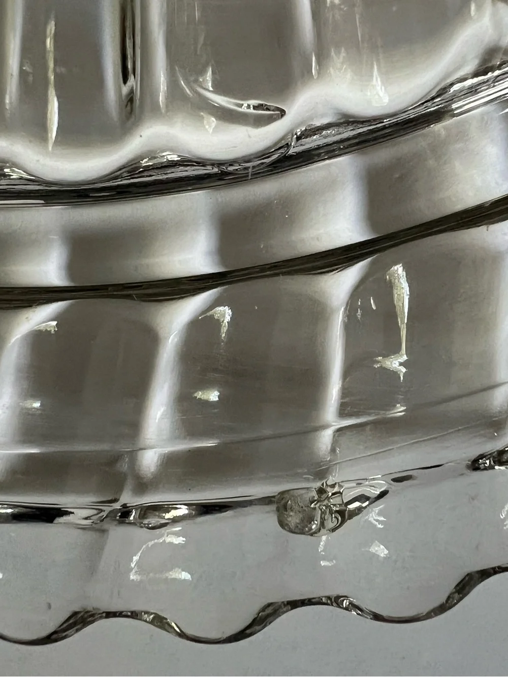 Vintage 40’s-50’s Clear Glass Footed  Cake Plate with Aluminum Metal Dome Cover